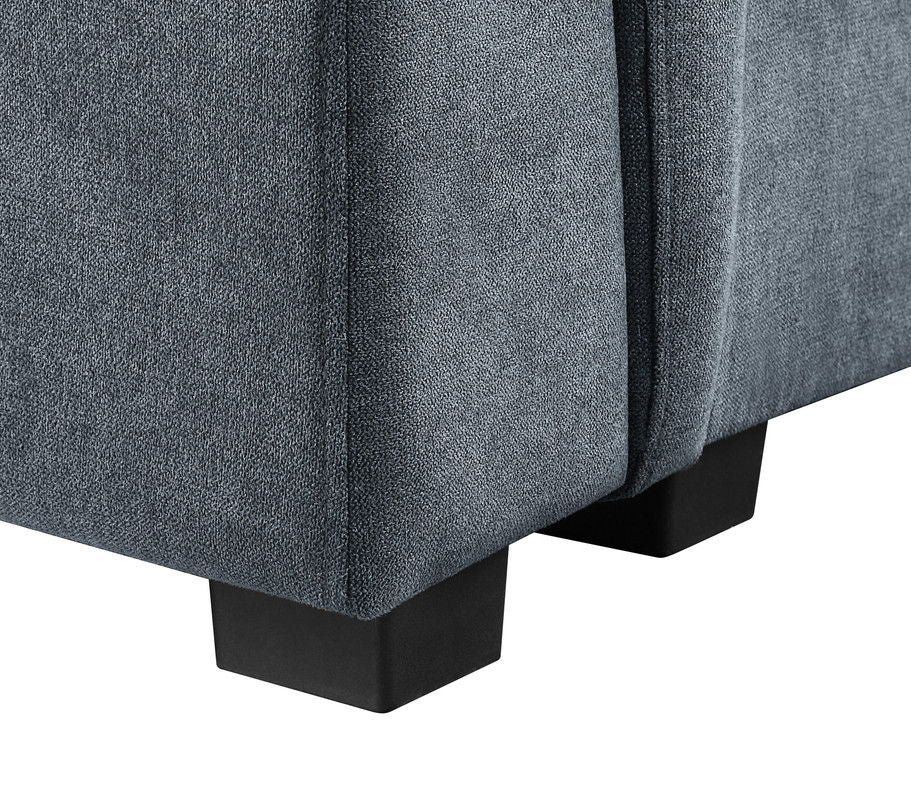 Isla fabric sectional sofa with ottoman, blue gray fabric, square black legs HouseOfZazla on Tampa Home & Garden Store