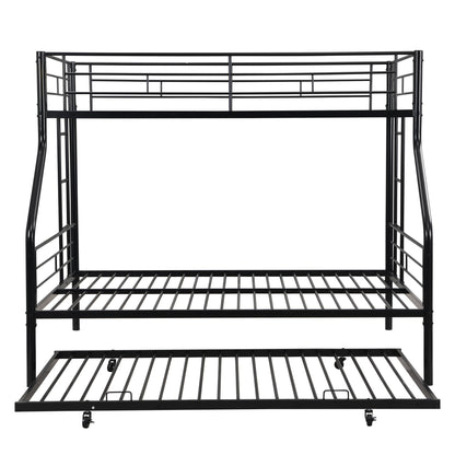 Modern Metal Bunk Bed black metal frame with top guard rails and casters HouseOfZazla on Tampa Home & Garden Store