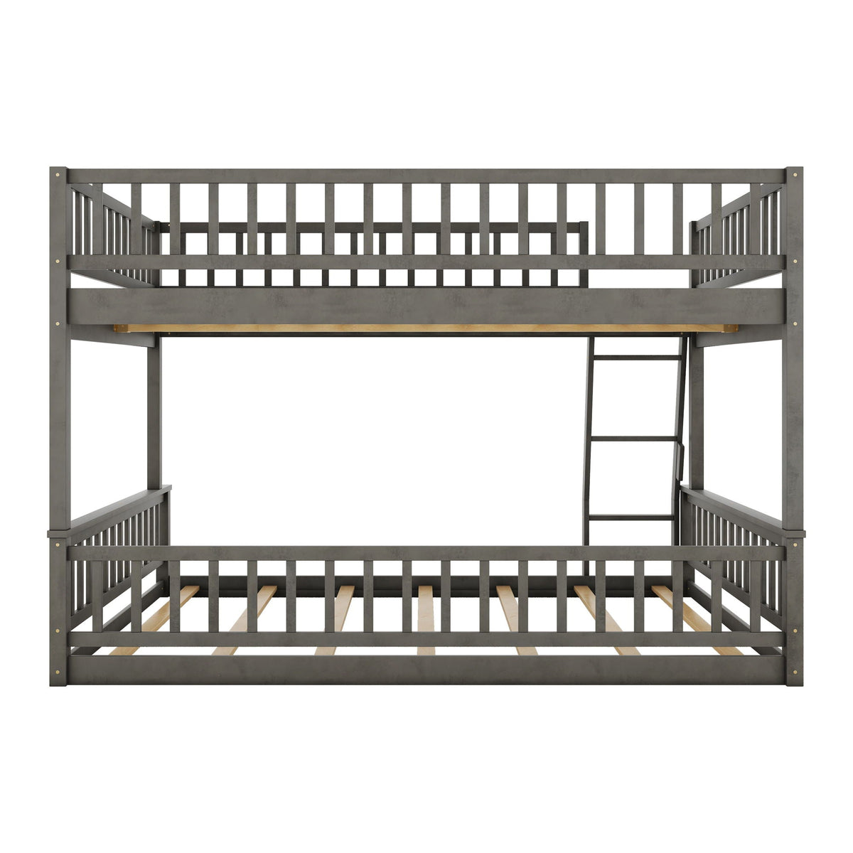 Bunk bed with ladder and guardrails in gray metal by HouseOfZazla on Tampa Home & Garden Store