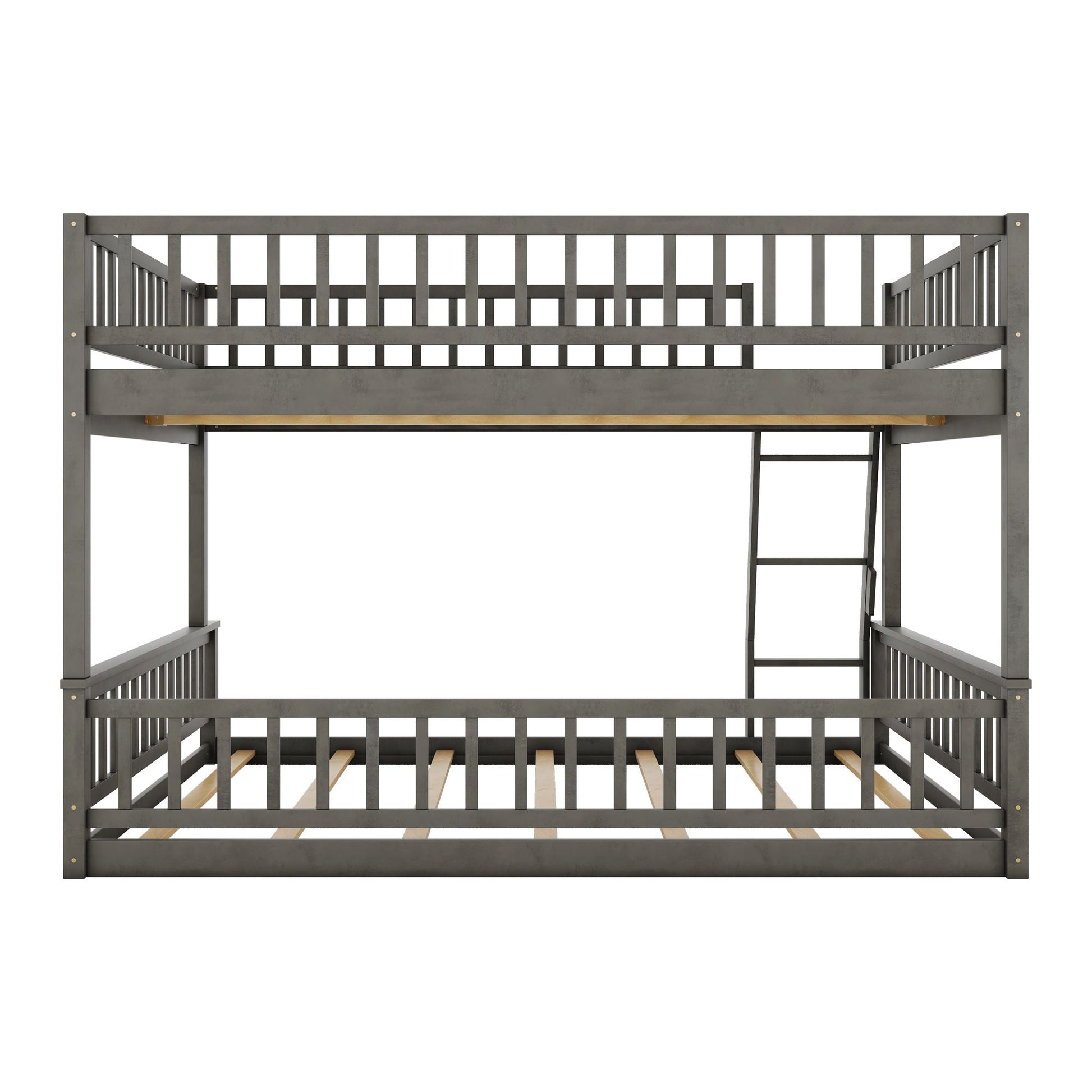 Bunk bed with ladder and guardrails in gray metal by HouseOfZazla on Tampa Home & Garden Store