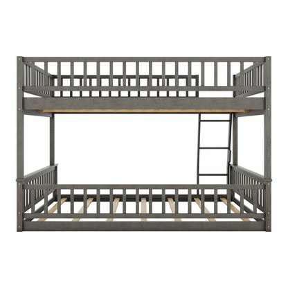 Bunk bed with ladder and guardrails in gray metal by HouseOfZazla on Tampa Home & Garden Store