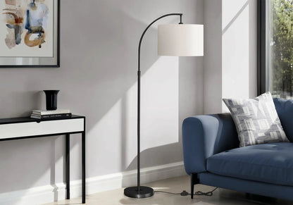 Contemporary Arc Floor Lamp With Drum Shade
