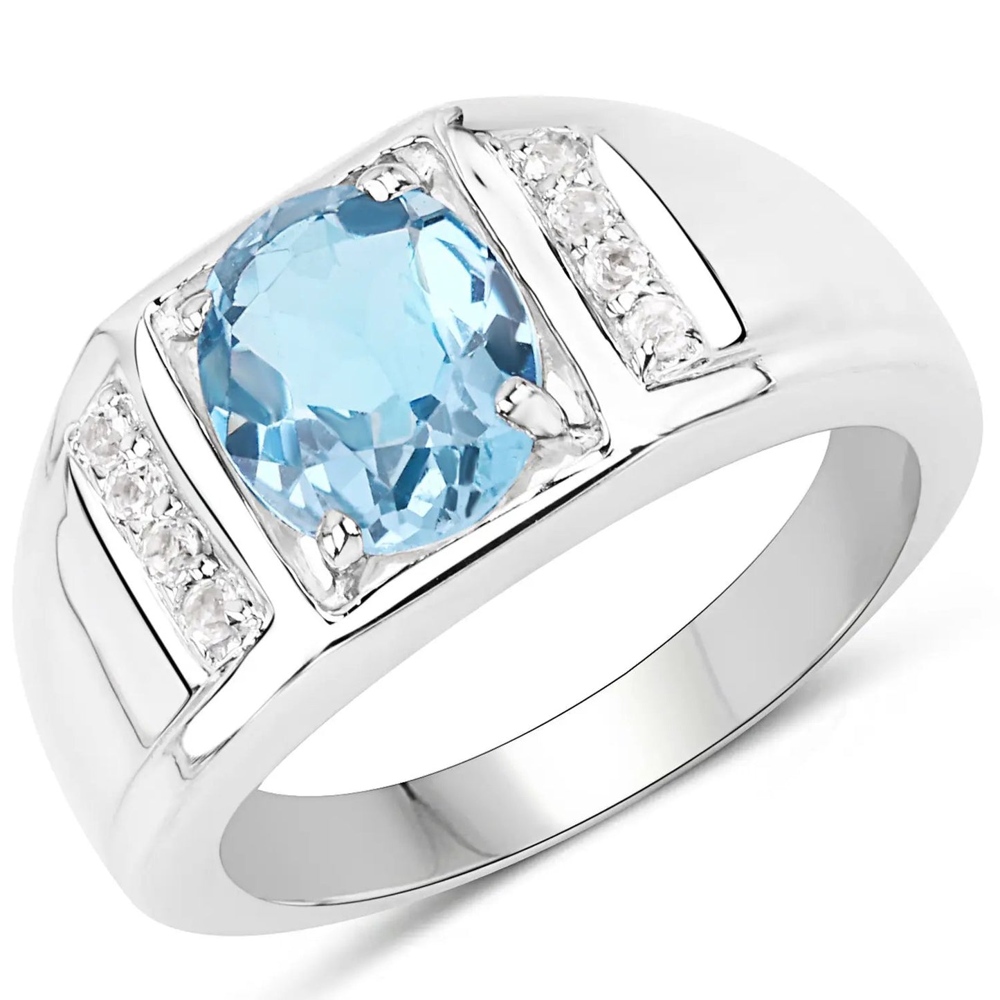 2.18ct London Blue Topaz and white topaz ring in .925 sterling silver with side topaz accents on Tampa Home & Garden Store