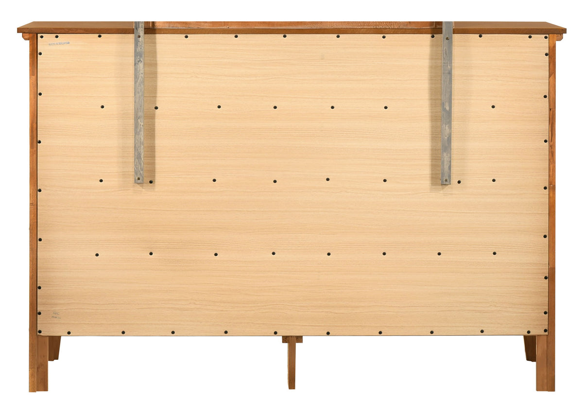 Elegant casual dresser back view in natural wood veneer with metal braces HouseOfZazla on Tampa Home & Garden Store
