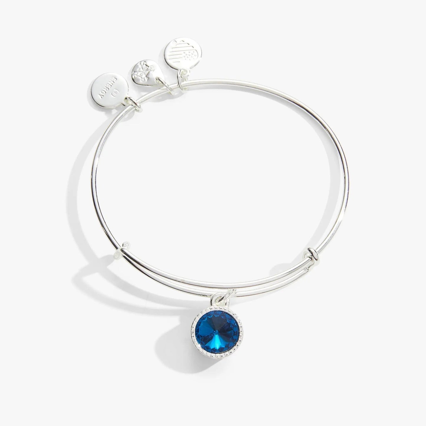 December Birthstone Charm Bangle with blue zircon pendant, silver-tone by Alex and Ani on Tampa Home & Garden Store