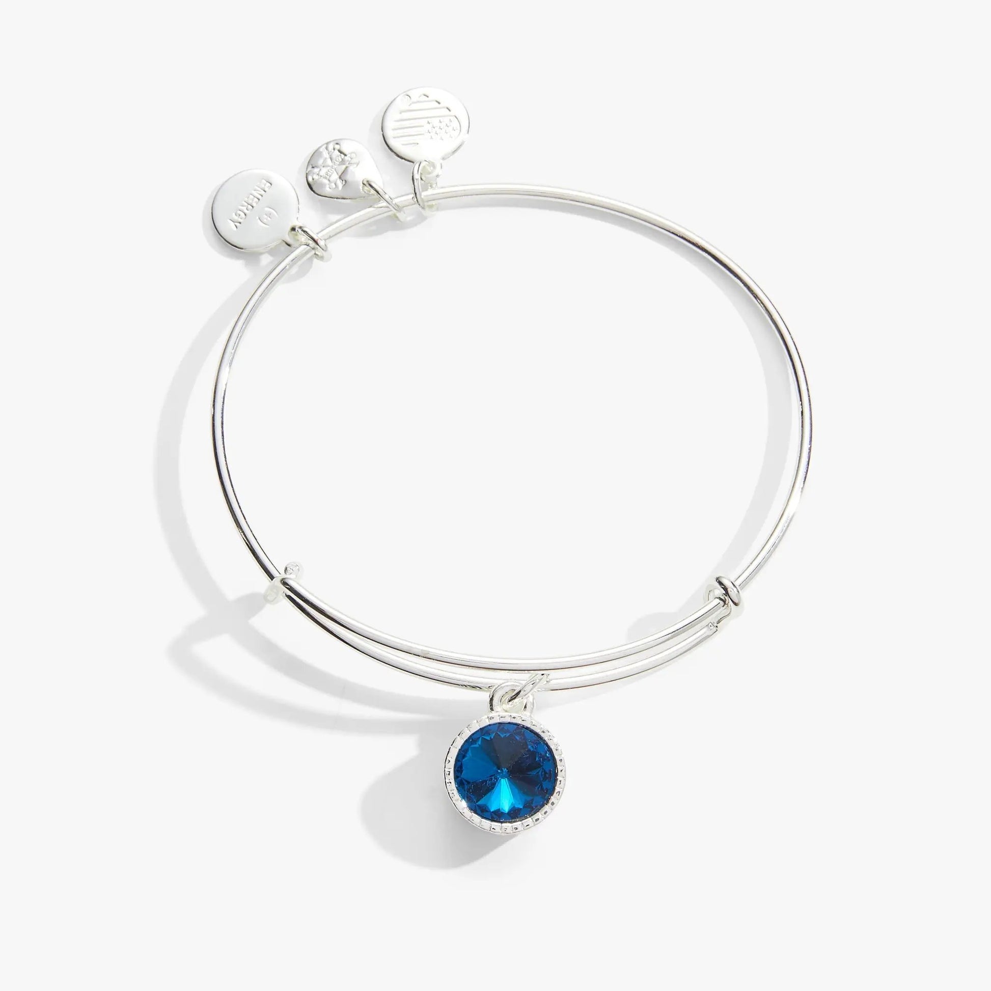 December Birthstone Charm Bangle with blue zircon pendant, silver-tone by Alex and Ani on Tampa Home & Garden Store
