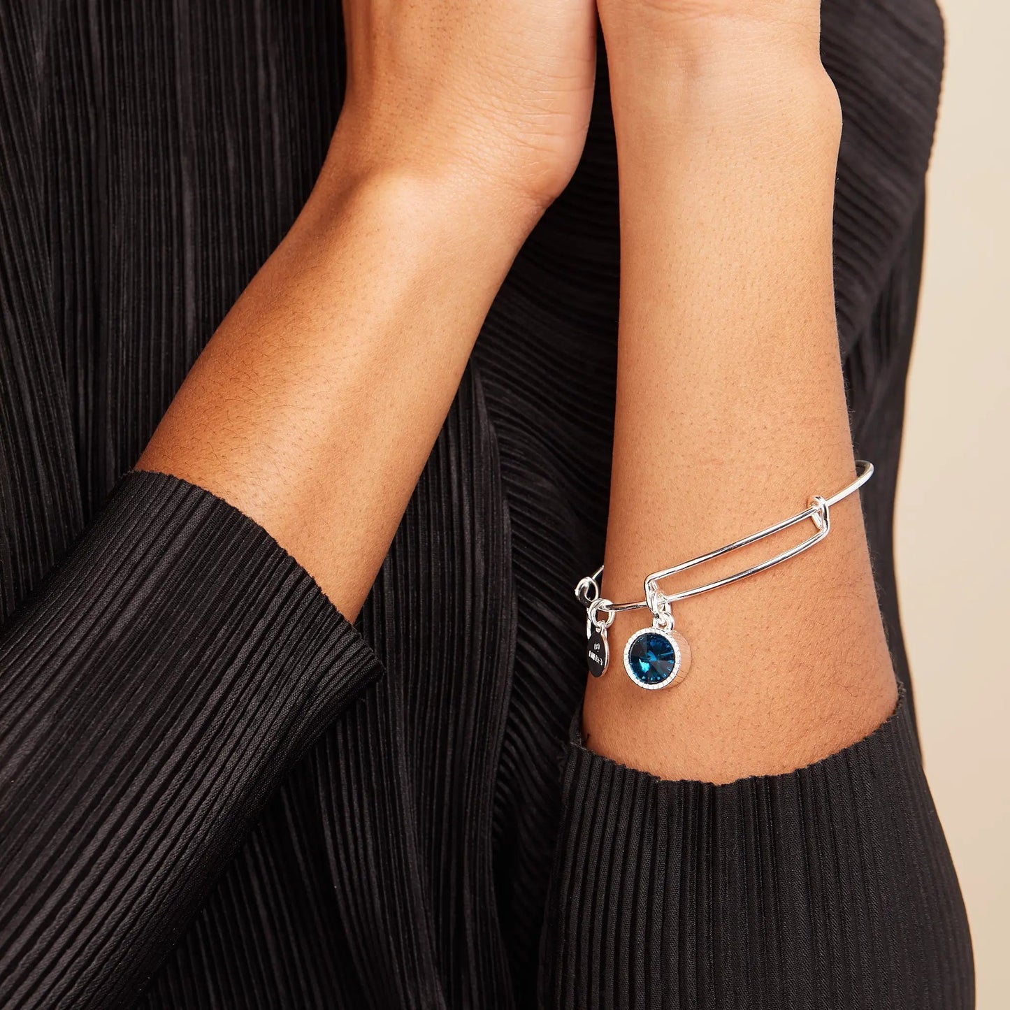 Bracelet: December Birthstone Charm Bangle, Blue Zircon, ALEX AND ANI, silver-tone, two-bangle set on Tampa Home & Garden Store