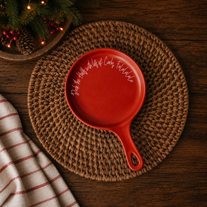 Deck the Halls & Carbs spoon rest red Gia Roma with festive script on Tampa Home & Garden Store