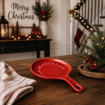 Deck the Halls & Carbs red spoon rest by Gia Roma, Christmas kitchen accessory on Tampa Home & Garden Store