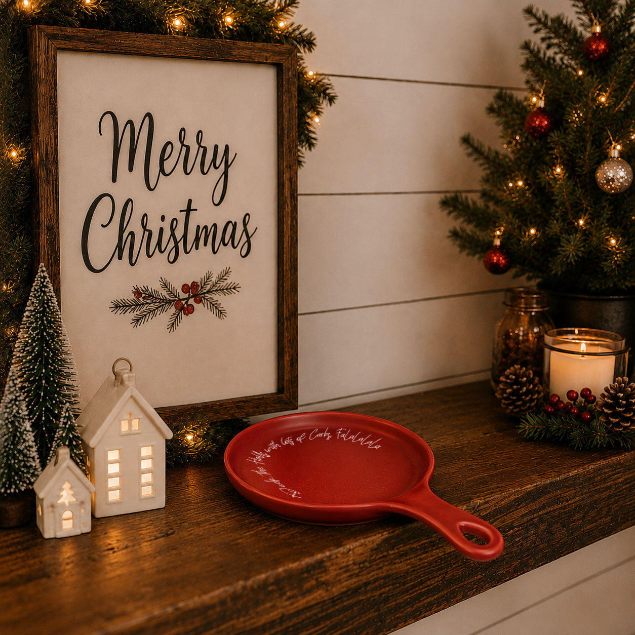 Deck the Halls & Carbs spoon rest red ceramic by Gia Roma on Tampa Home & Garden Store
