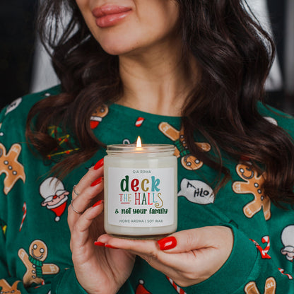 Deck The Halls Candle by Gia Roma, soy wax in a clear jar on Tampa Home & Garden Store