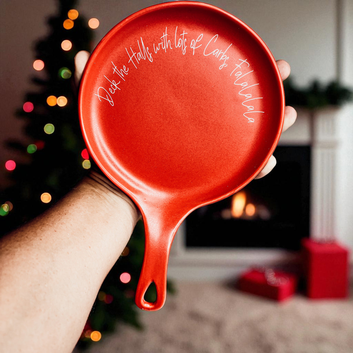 Deck the Halls & Carbs spoon rest by Gia Roma in red glossy finish with ergonomic handle on Tampa Home & Garden Store