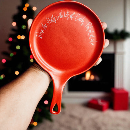 Deck the Halls & Carbs spoon rest by Gia Roma in red glossy finish with ergonomic handle on Tampa Home & Garden Store