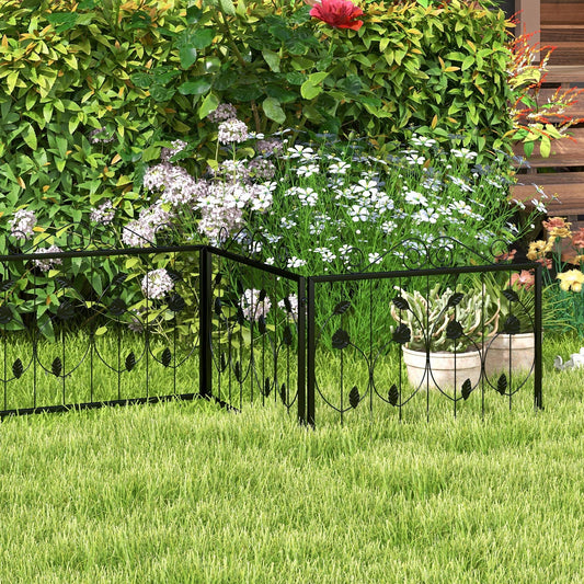 Decorative Garden Fence with 8 Panels Animal Barrier-Black - Tampa Home & Garden Store