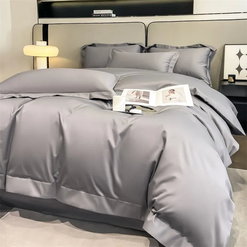 Juego de cama de algodón egipcio de 1000 hilos con funda nórdica