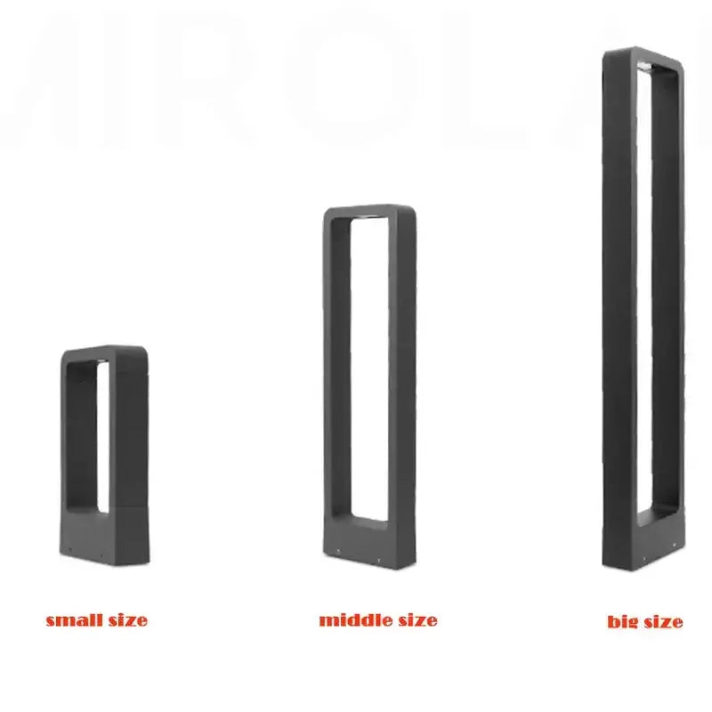 Modern black LED aluminum garden bollard light in 3 sizes small middle big by Decorbites on Tampa Home & Garden Store