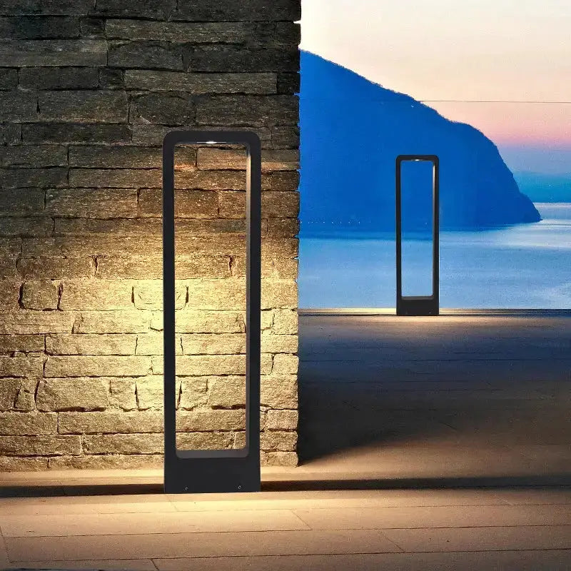 Modern black LED aluminum garden bollard light by Decorbites, pair for pathway illumination on Tampa Home & Garden Store