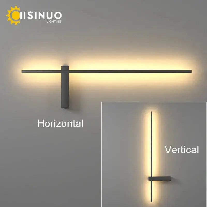 Modern minimalist black aluminum outdoor wall sconce with horizontal bar and warm LED glow on Tampa Home & Garden Store