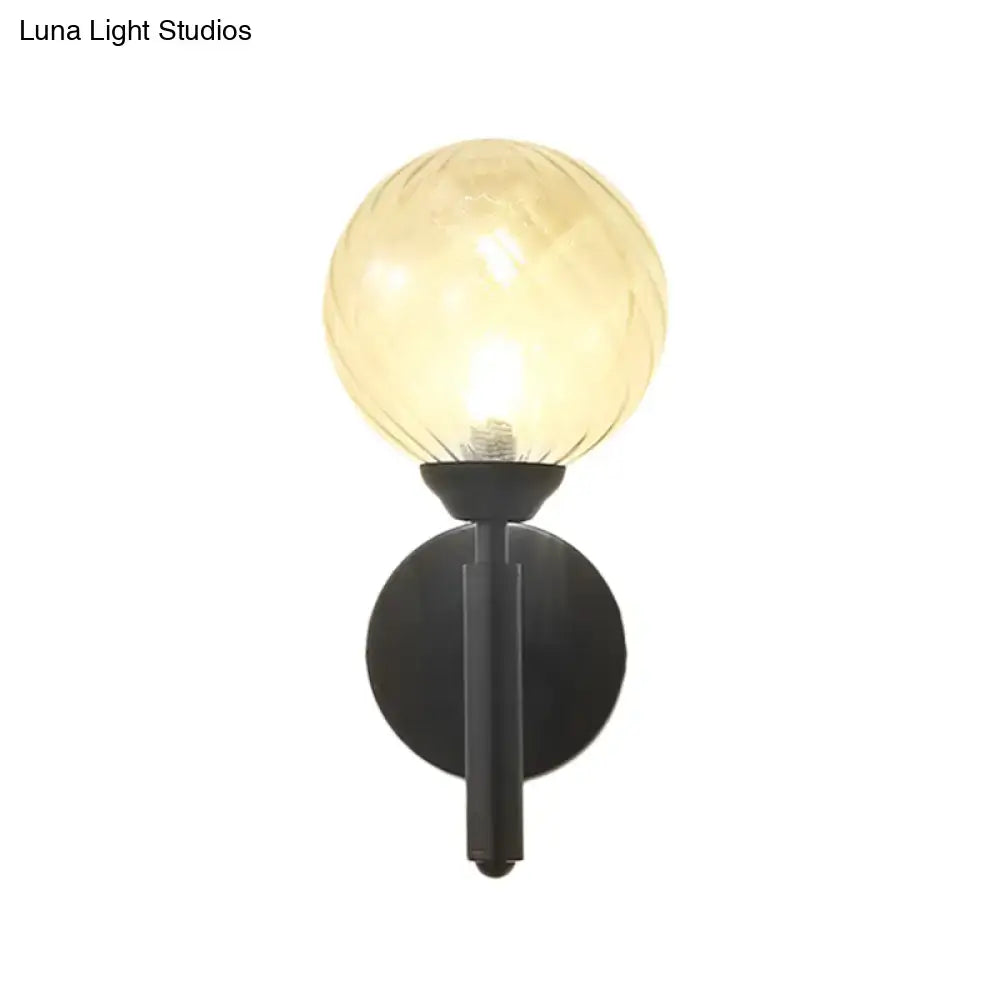 Black Textured Glass Sconce, Decorbites, black metal wall mount with glass globe on Tampa Home & Garden Store
