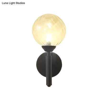 Black Textured Glass Sconce, Decorbites, black metal wall mount with glass globe on Tampa Home & Garden Store