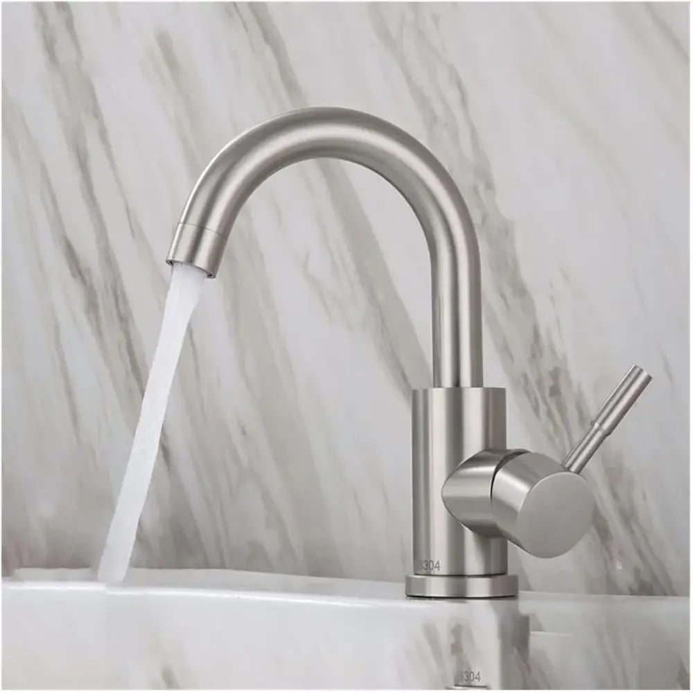 Decorbites black stainless kitchen faucet with gooseneck spout and single lever handle on Tampa Home & Garden Store