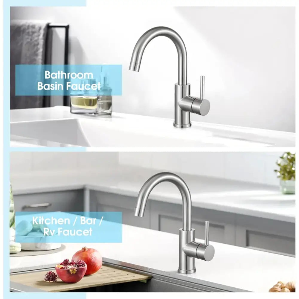 Black Stainless Kitchen Faucet with high-arc spout and single lever, two-panel display on Tampa Home & Garden Store