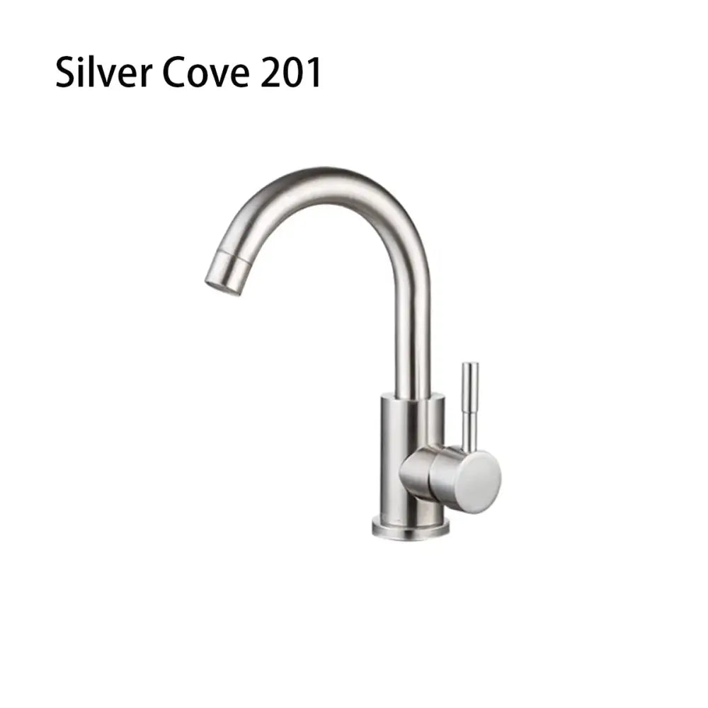 Stainless gooseneck bathroom sink faucet with single lever Decorbites on Tampa Home & Garden Store