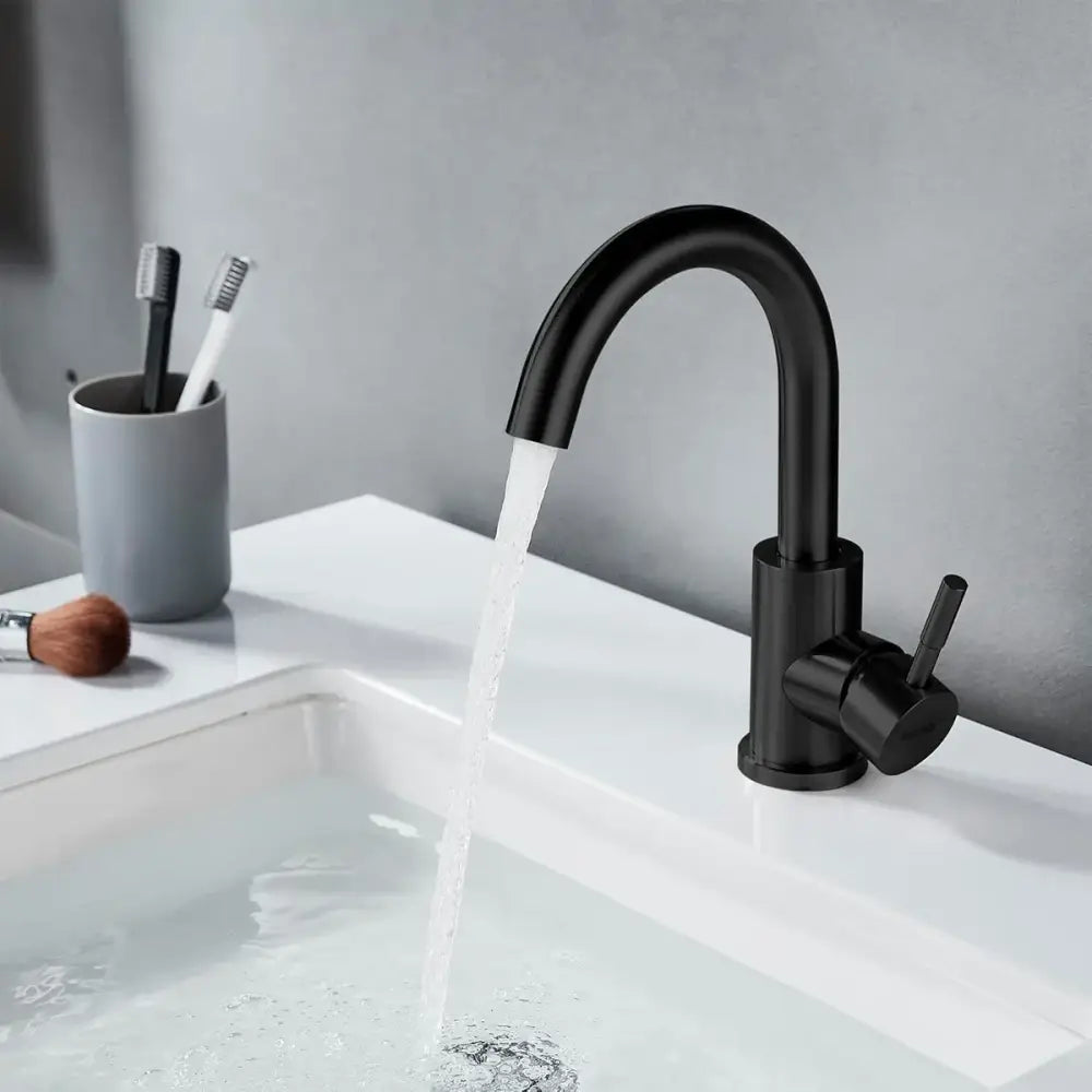 Decorbites black stainless kitchen faucet with high-arc spout and single lever on Tampa Home & Garden Store