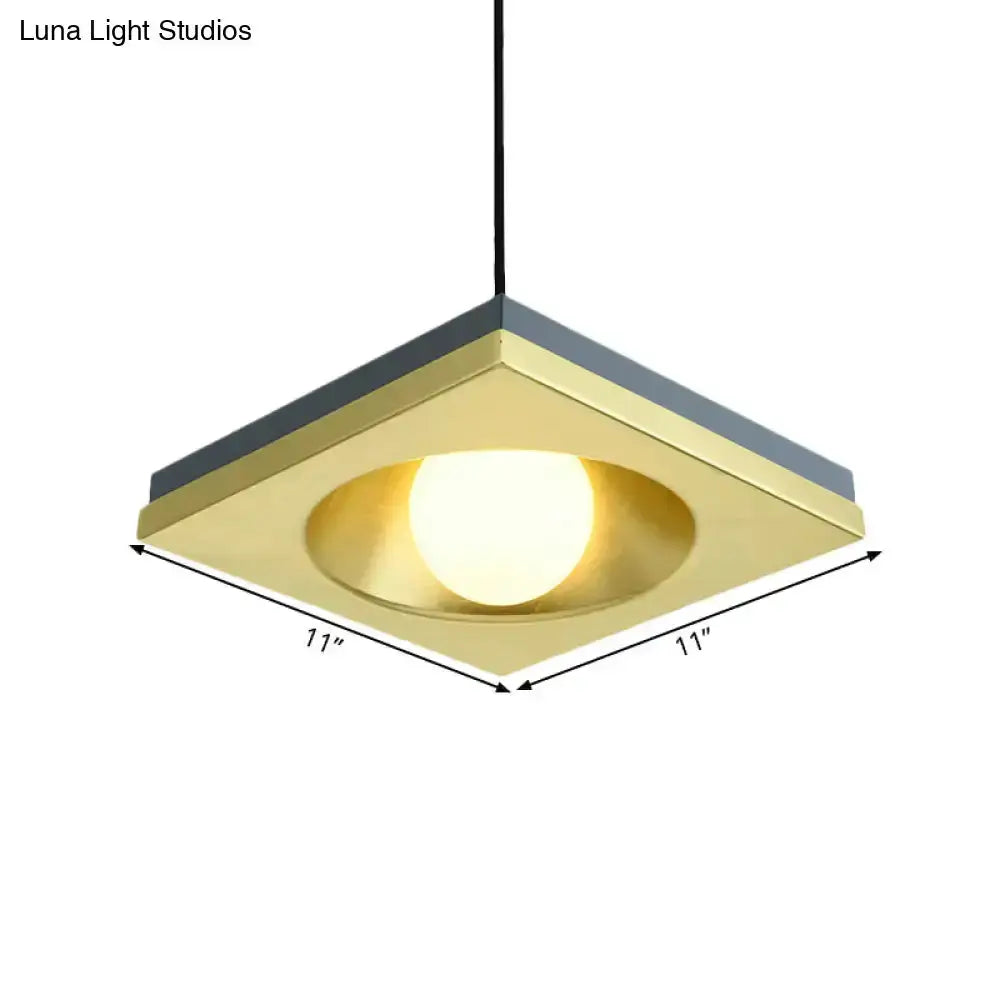 Pendant light Decorbites modernist black and gold metal frame for bedroom, square 11in on Tampa Home & Garden Store