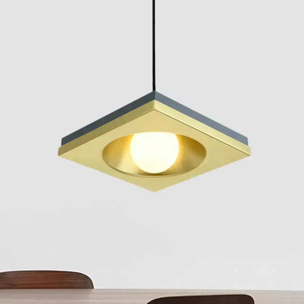 Modernist black and gold square metal frame pendant light for bedroom by Decorbites on Tampa Home & Garden Store