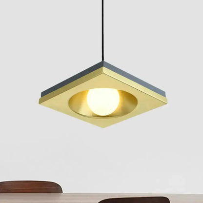 Modernist black and gold square metal frame pendant light for bedroom by Decorbites on Tampa Home & Garden Store