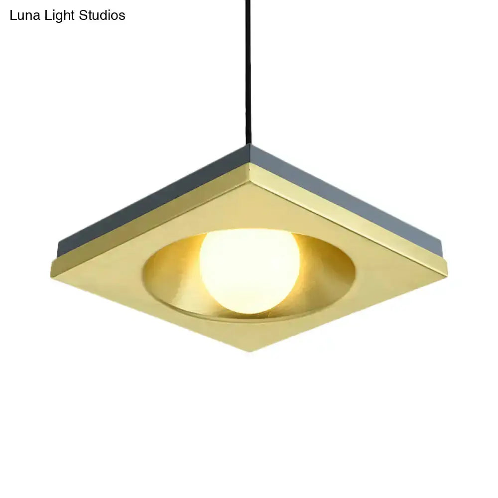 Modernist black and gold metal frame pendant light for bedroom square geometric pendant on Tampa Home & Garden Store