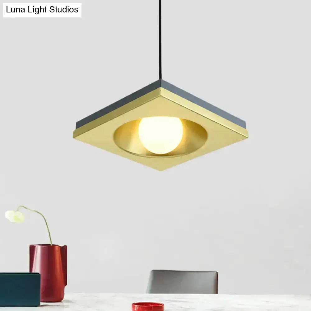 Modernist black and gold frame pendant light by Decorbites, square pendant with gold interior on Tampa Home & Garden Store