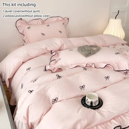 The Bow And Embroidery Bedding Set For Bedrooms