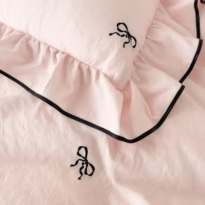 The Bow And Embroidery Bedding Set For Bedrooms