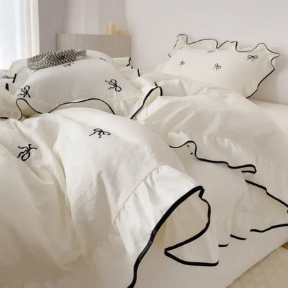 The Bow And Embroidery Bedding Set For Bedrooms