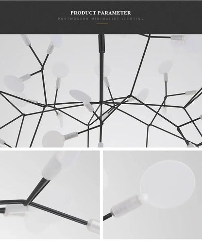 Rose Gold Branch Chandelier with black metal branching frame and white bulb tips on Tampa Home & Garden Store
