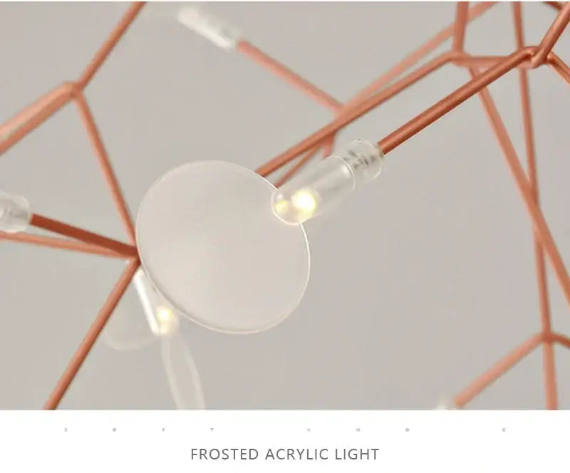 Rose Gold Branch Chandelier by Decorbites with frosted acrylic bulbs on geometric frame on Tampa Home & Garden Store