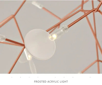 Rose Gold Branch Chandelier by Decorbites with frosted acrylic bulbs on geometric frame on Tampa Home & Garden Store