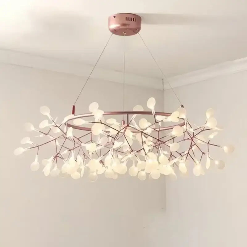 Rose Gold Branch Chandelier by Decorbites, rose gold metal ring with branching glass accents on Tampa Home & Garden Store
