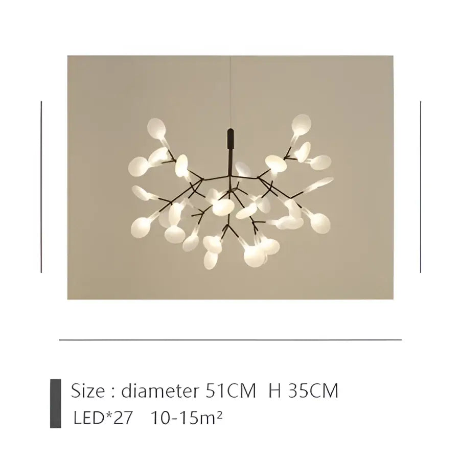 Rose Gold Branch Chandelier by Decorbites, metal branch frame with white glass leaf-like globes on Tampa Home & Garden Store