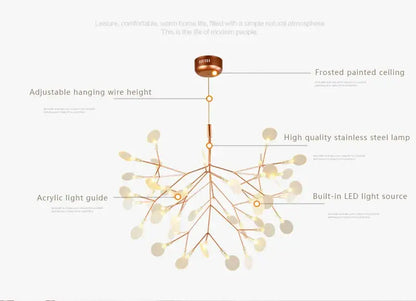 Rose Gold Branch Chandelier by Decorbites, copper-tone branches with round light accents on Tampa Home & Garden Store