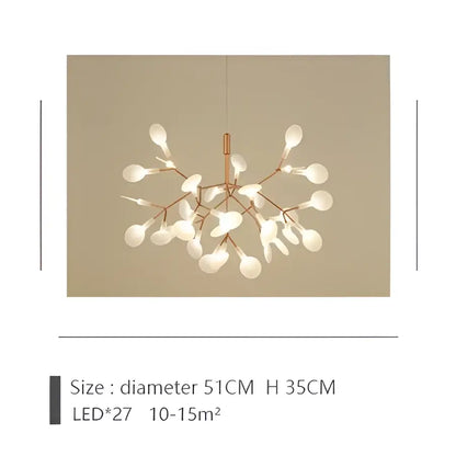 Rose Gold Branch Chandelier by Decorbites; rose-gold branches with white leaf diffusers, LED on Tampa Home & Garden Store