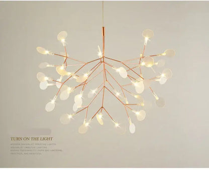 Rose Gold Branch Chandelier by Decorbites with copper branches and circular frosted bulbs on Tampa Home & Garden Store
