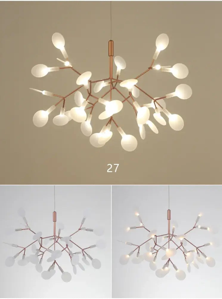 Rose Gold Branch Chandelier by Decorbites, modern metal branches with frosted glass bulb accents on Tampa Home & Garden Store