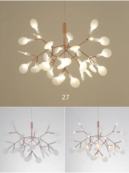 Rose Gold Branch Chandelier by Decorbites, modern metal branches with frosted glass bulb accents on Tampa Home & Garden Store
