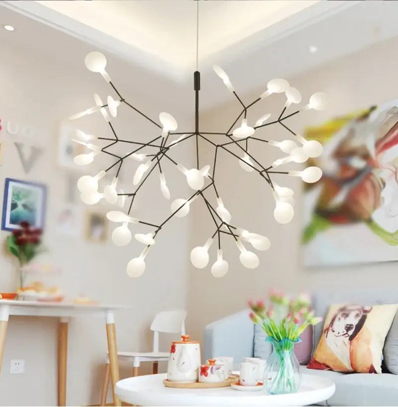Rose Gold Branch Chandelier by Decorbites, sputnik-style metal branches with frosted bulbs on Tampa Home & Garden Store