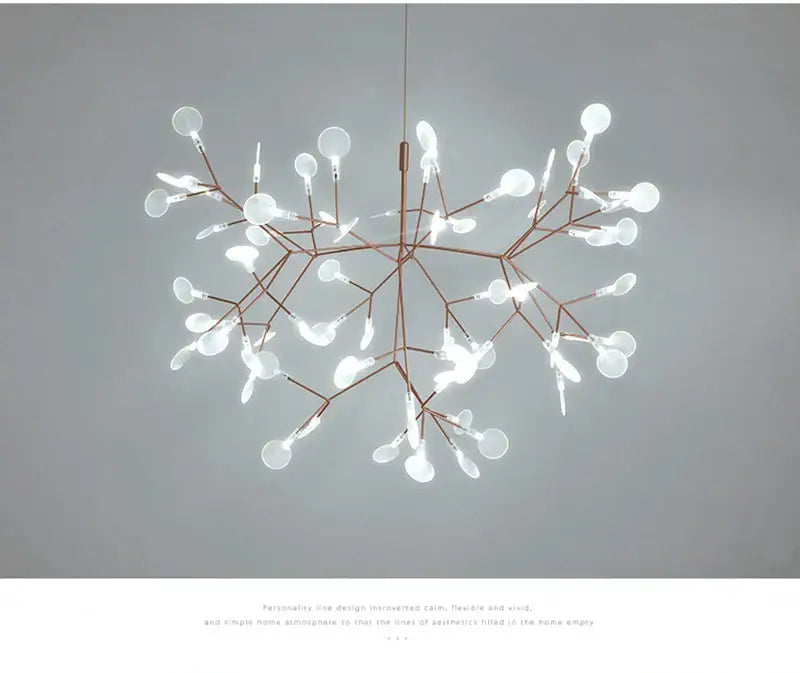 Rose Gold Branch Chandelier by Decorbites with twig-like copper arms and frosted bulbs on Tampa Home & Garden Store