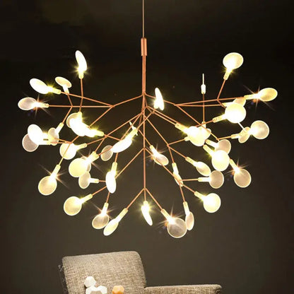 Rose Gold Branch Chandelier by Decorbites, twig-style copper arms with numerous spherical bulbs on Tampa Home & Garden Store