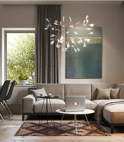 Rose Gold Branch Chandelier by Decorbites with glass leaf accents, modern pendant light on Tampa Home & Garden Store